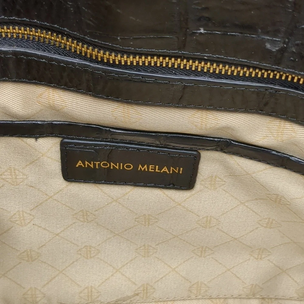 Antonio Melani Black Crocodile-Embossed tote